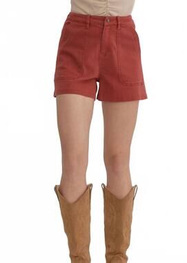 NEW ENTRO high waisted denim shorts in rust